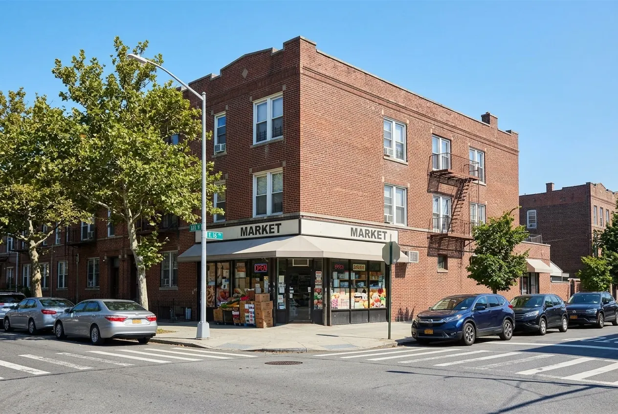 Corner retail with two apartments above on Avenue M